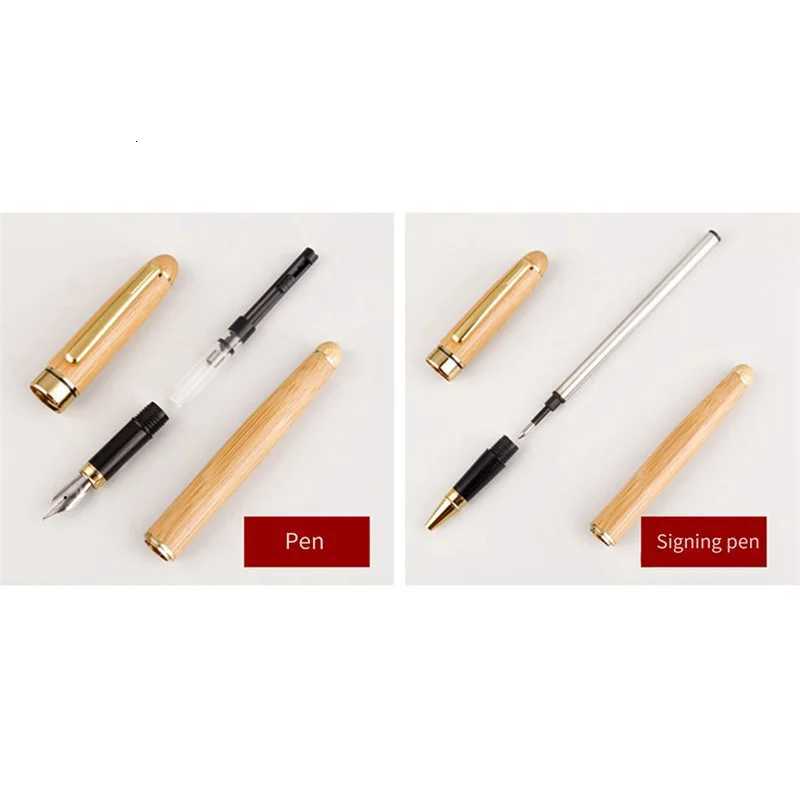 ABEO-Bamboo Wooden Stationery Students Business Off Ballpoint Pen And Gift Box Elegant Fancy N Pens Set Kit Gift Pen Set K Y251218
