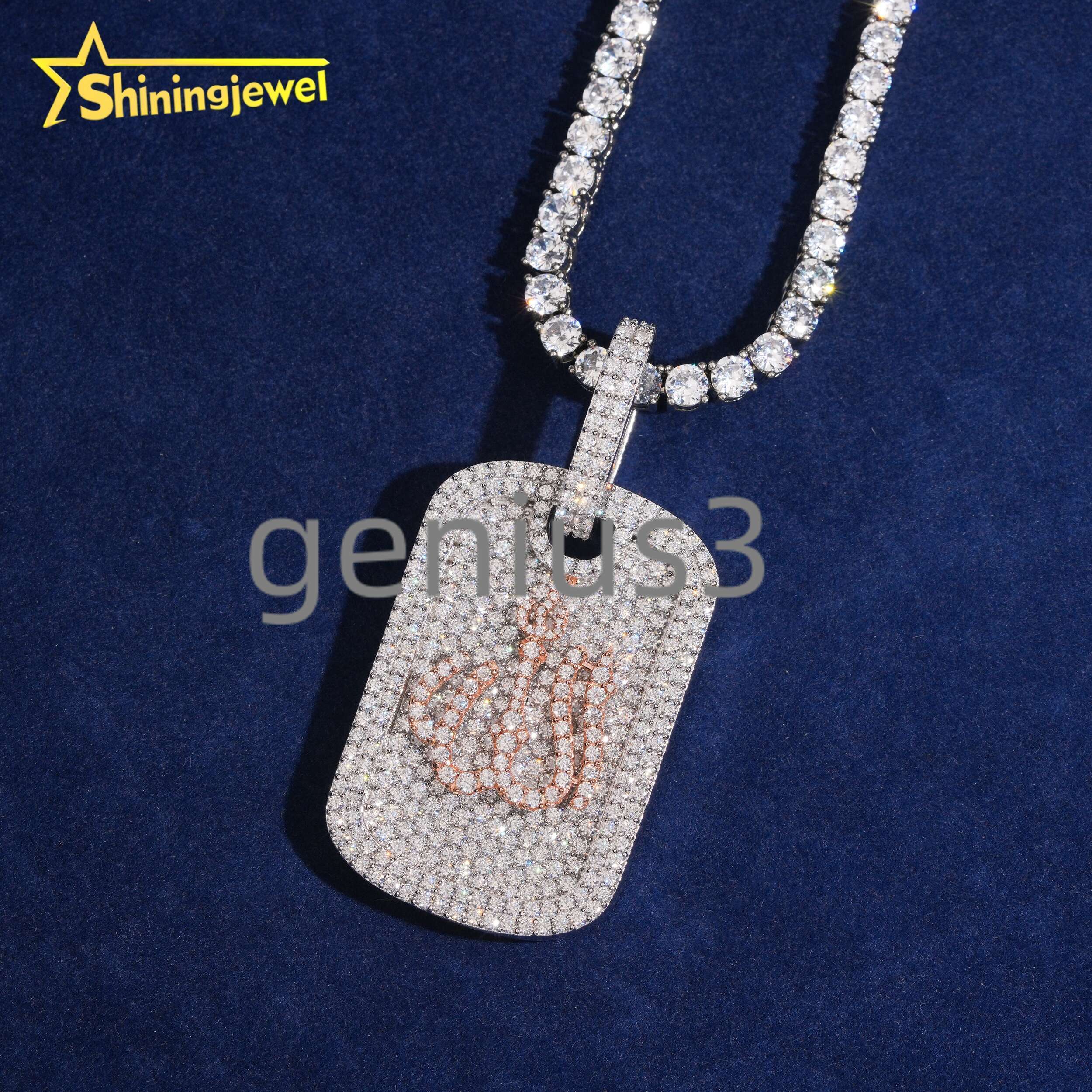 Hip Hop Jewelry 925 Silver Moissanite Hip Hop Pendant Dog Tag Pendant Unisex Charm Iced Out Pendant Pass Diamond Tester