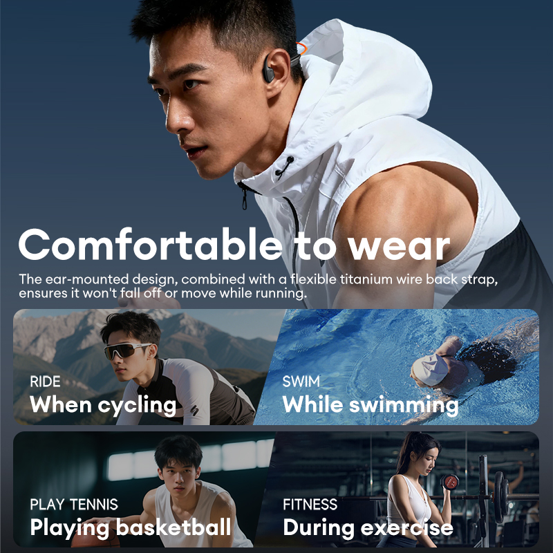 Lenovo S106 Bone Conduction Bluetooth Headphones IPX8 Waterproof Rating Long Battery Life Comfortable Stereo Sound Outdoor Sports Swimming Earphones