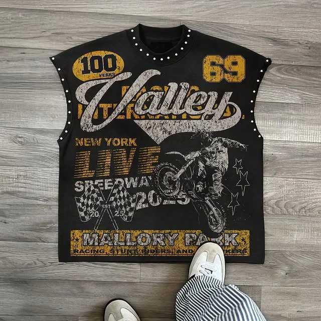 Y2K Popular Willow Nail Round Neck Vest T Shirt Retro Punk Hip Hop Oversized Printed Pure Tops Classic Loose Sleeveless T Shirt X251218