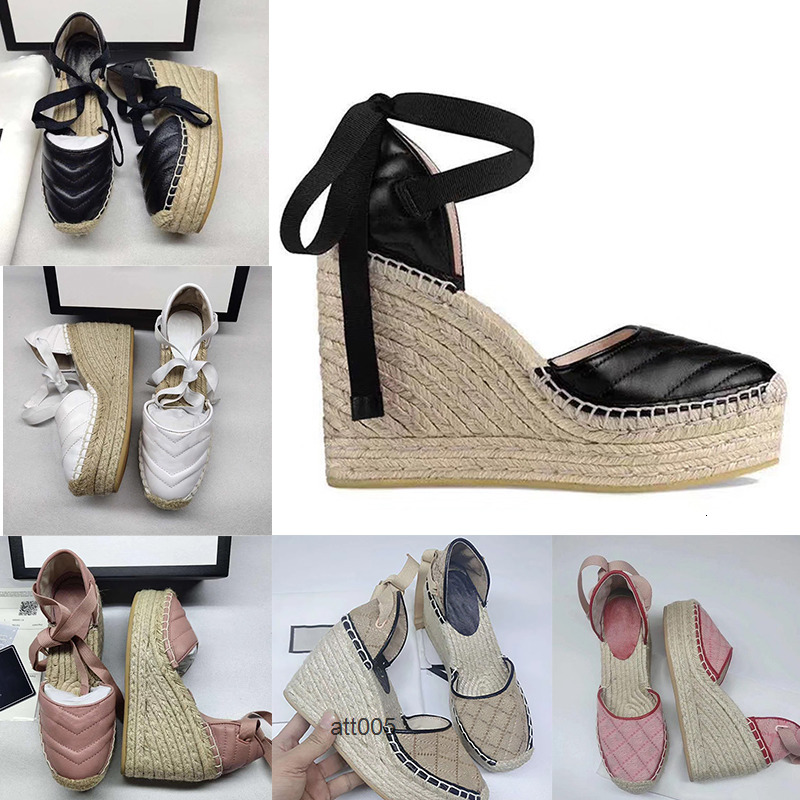 women wedge espadrille sandals sexy ankle strap black white grosgrain lace up calfskin real leather platfor gg gucciis guccis XJTF RKZ1
