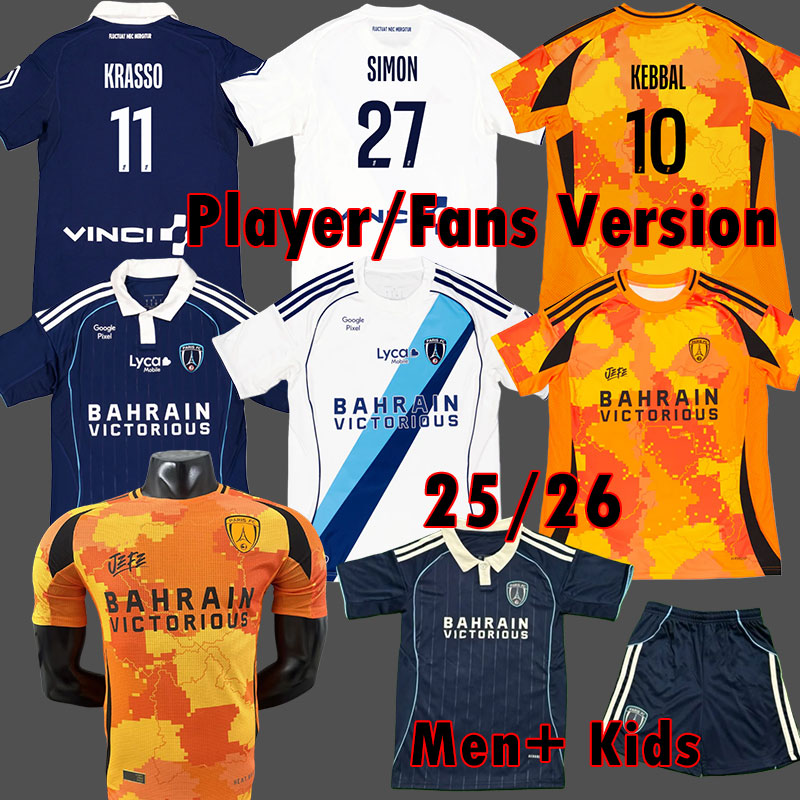 2025 2026 Paris Soccer Jerseys KEBBAL OTAVIO CAFARO football Shirt GEUBBELS SIMON KRASSO SANGUI 25 26 MBOW CAMARA Player M LOPEZ maillot fc Kids Kit Uniform