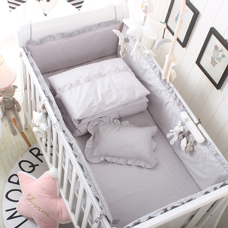 Germany 2025 New Model Infant Anti-Collision Bed Bumper 4-Piece Bed Bumper with Bed Sheet Baby Cotton Quilt Bed