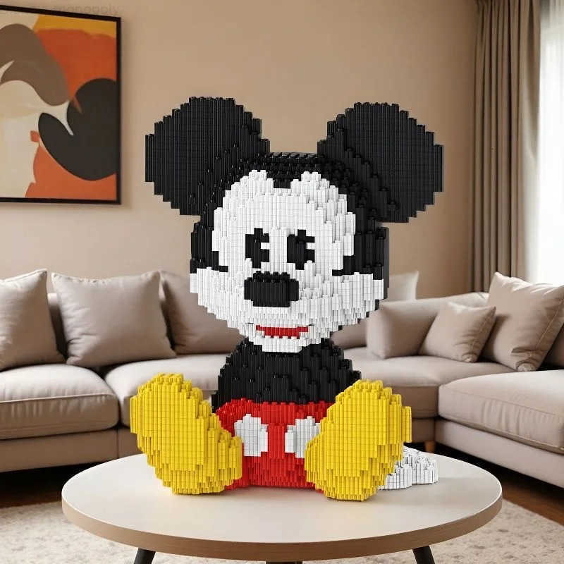 Disney Cute Sitting Mickey Mouse Building Blocks Toy Small Particle Bricks Childrens Building Blocks Toy Birthday Gift Storage Box H251218