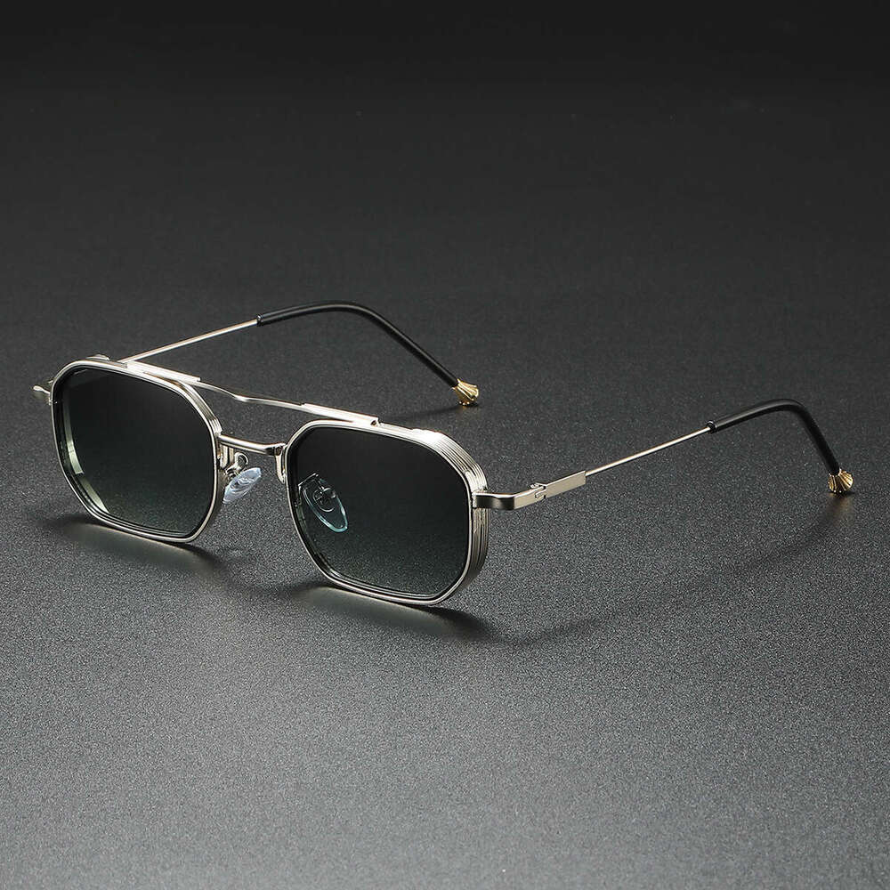 Cross-Border New Square Fashion Sunglasses European and American Business Double Metal Retro Men's Glasses