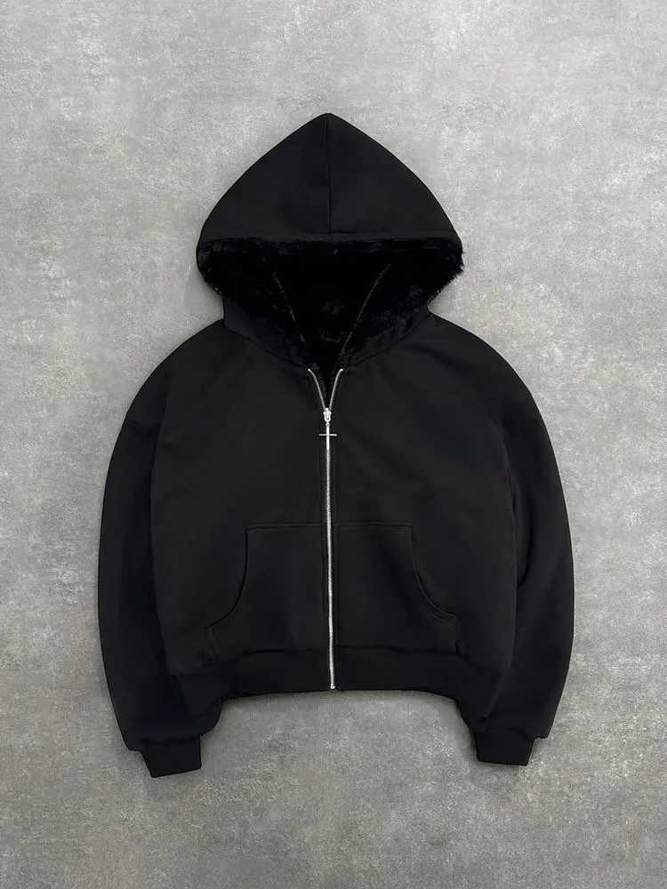 Unisex hoodie hooded sweatshirt with leopard print lining pocket loose cardigan zipper sweatshirt strtwear style X251218