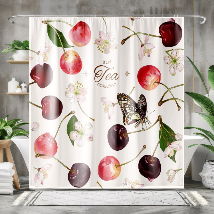 YL-37991 Valentine's Day Cute Animal Shower Curtain, 3D Digital Printed Polyester Shower Curtain, No Need for Drilling