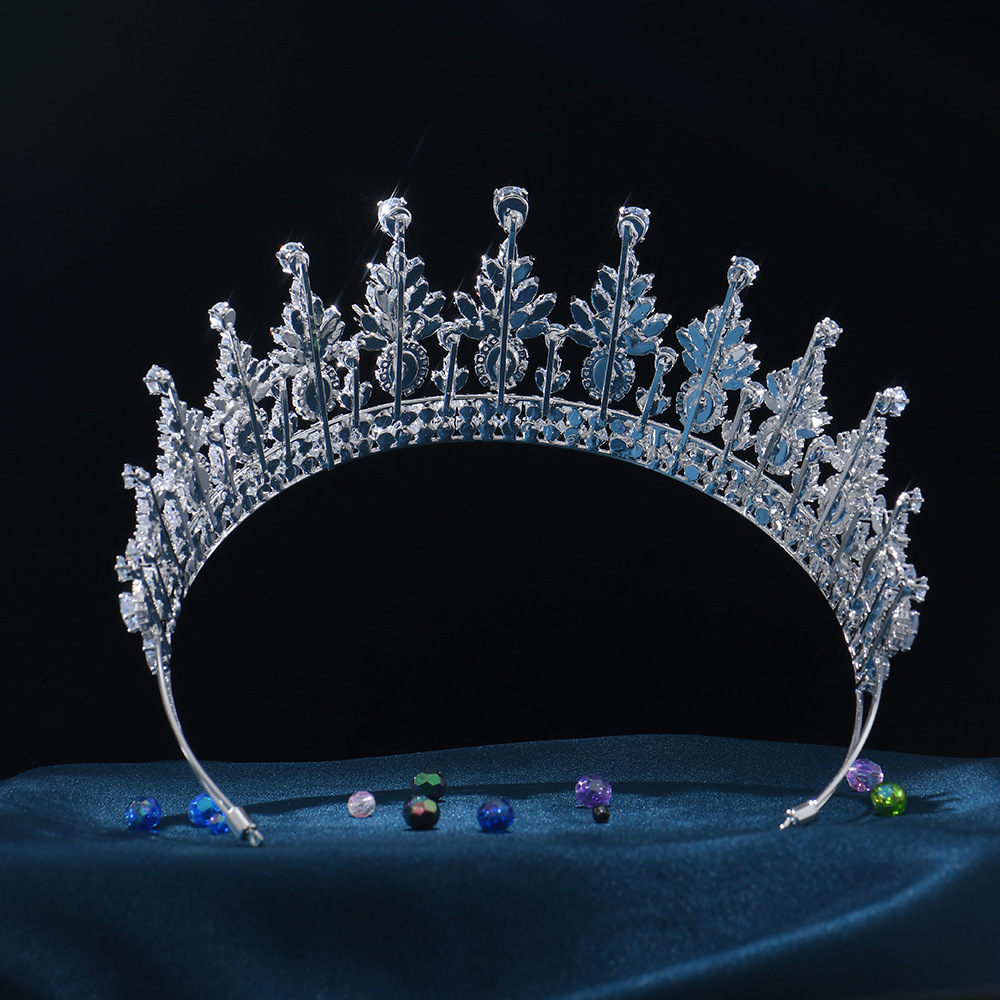 Wedding Hair Jewelry Tiara Silver Color Crystal Zirconia Lengthened Crown Bridal Headdress Royal Wedding Hair Accessory Women Jewelry CZ Diadema 23112