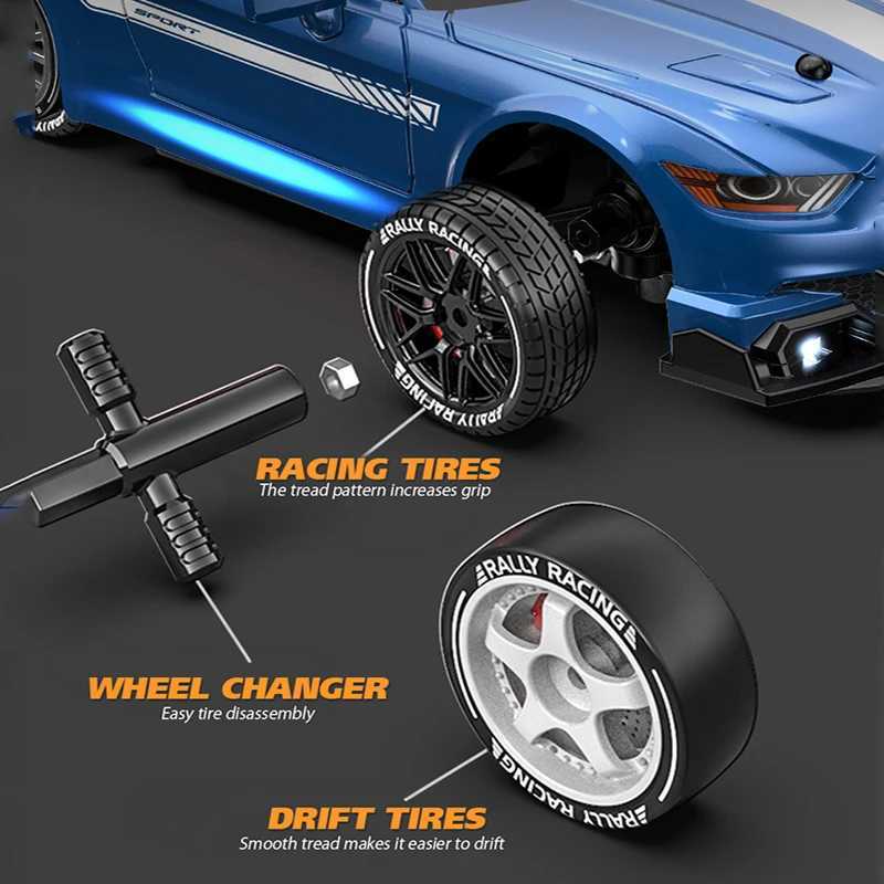 RC Drift Car 4WD Remote Control High Speed Racing Vehicle with LED Lights 24GHz Radio 4x4 Off-Road Truck Toy for Children Kids G251218