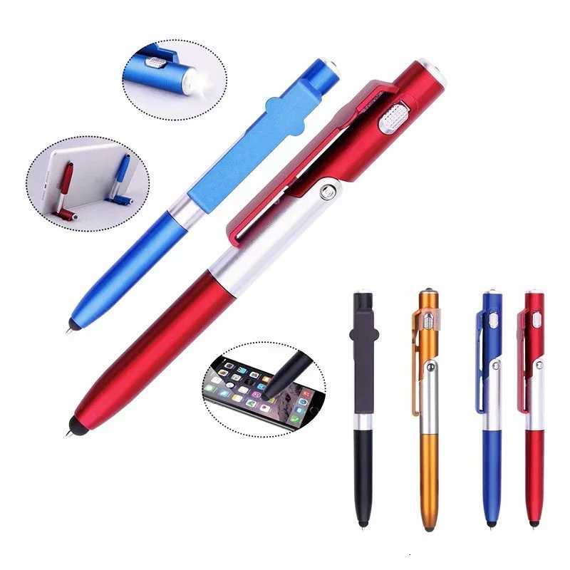 4 In 1 Mtifunction Ballpoint Pen with LED Light Fold Phone Holder Night Read Writing Pencil Off School Student Stationery Y251218