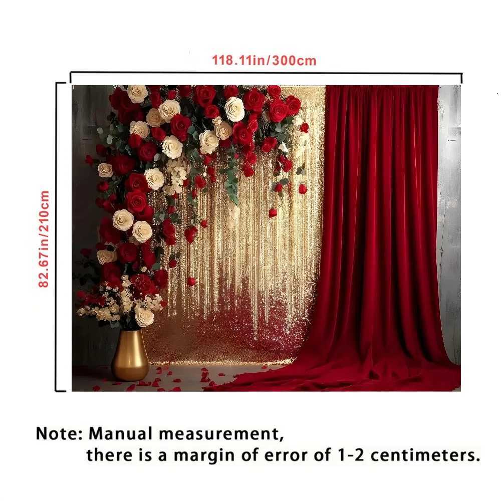 1pc flower red curtain background banner suitable for wedding party decoration photography background garden decoration X251218