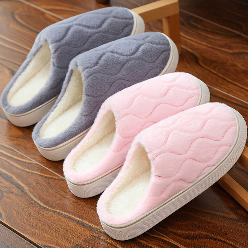 2025 Autumn Winter Short Plush Warm Womens Cotton Slippers - Cozy Non-Slip Indoor House Shoes for Couples Soft with Thick Sole H251117