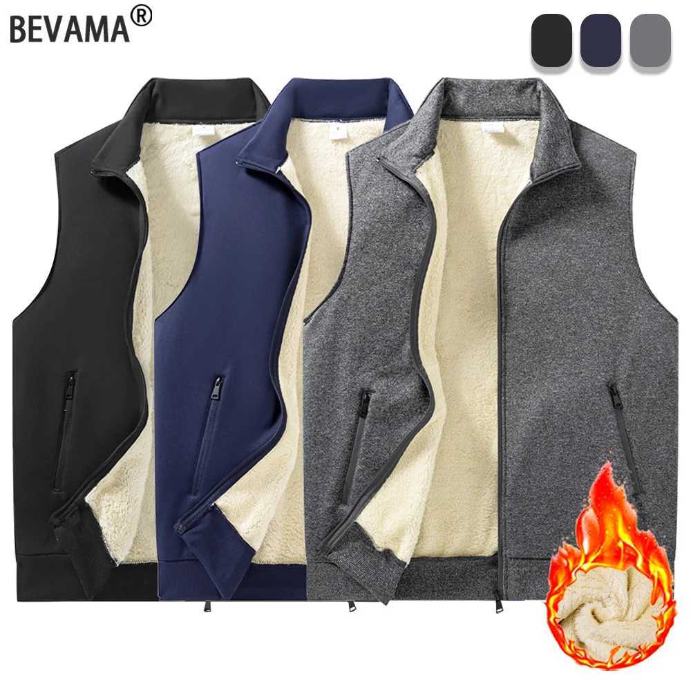 Mens Zipper Vest Jacket Winter Thickened Warm Sleeveless Coats Standing Collar Solid Color Casual Vest Male Athletic TopsG251218