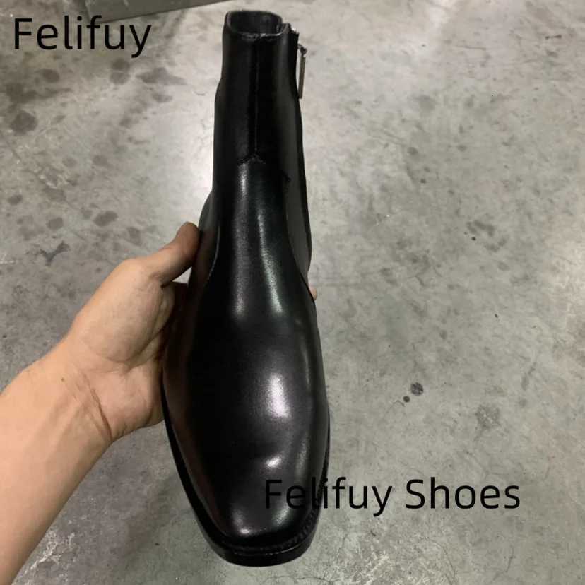 Man Retro Black Genuine Leather Chelsea Boots Men Fashion Short Ankle Boot Casual British Style High-Top Shoes Z251218