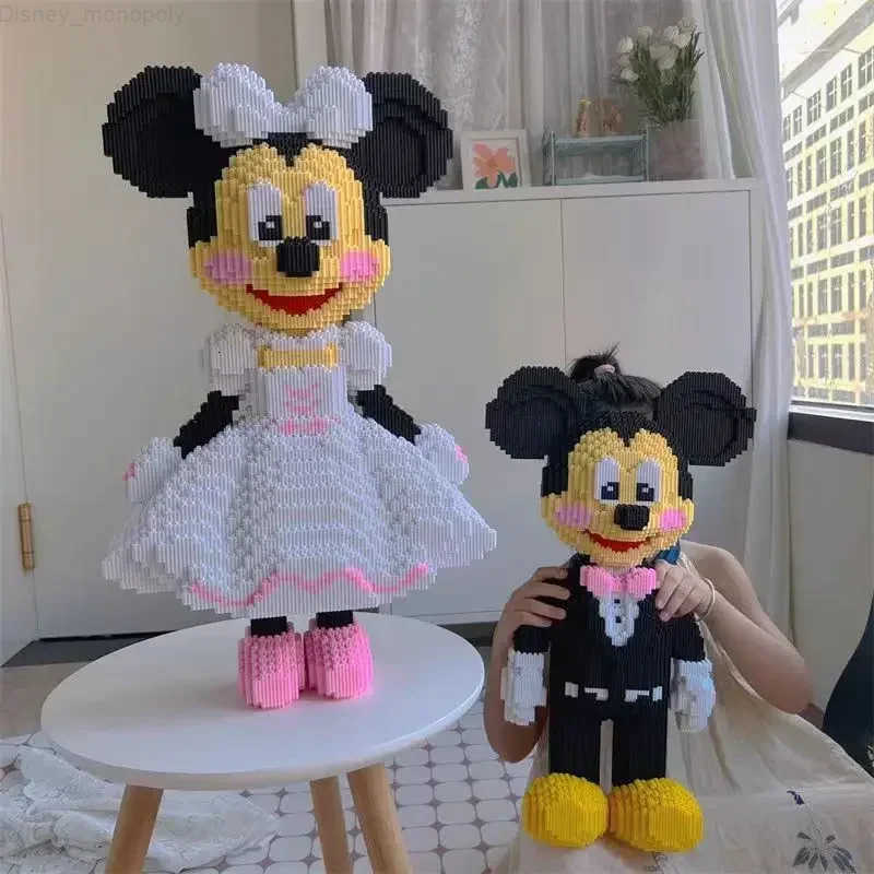 Disney Mickey and Minnie Building Blocks Puzzle Assembly Creative Ornament Wedding Valentines Day Gift for Girls H251218