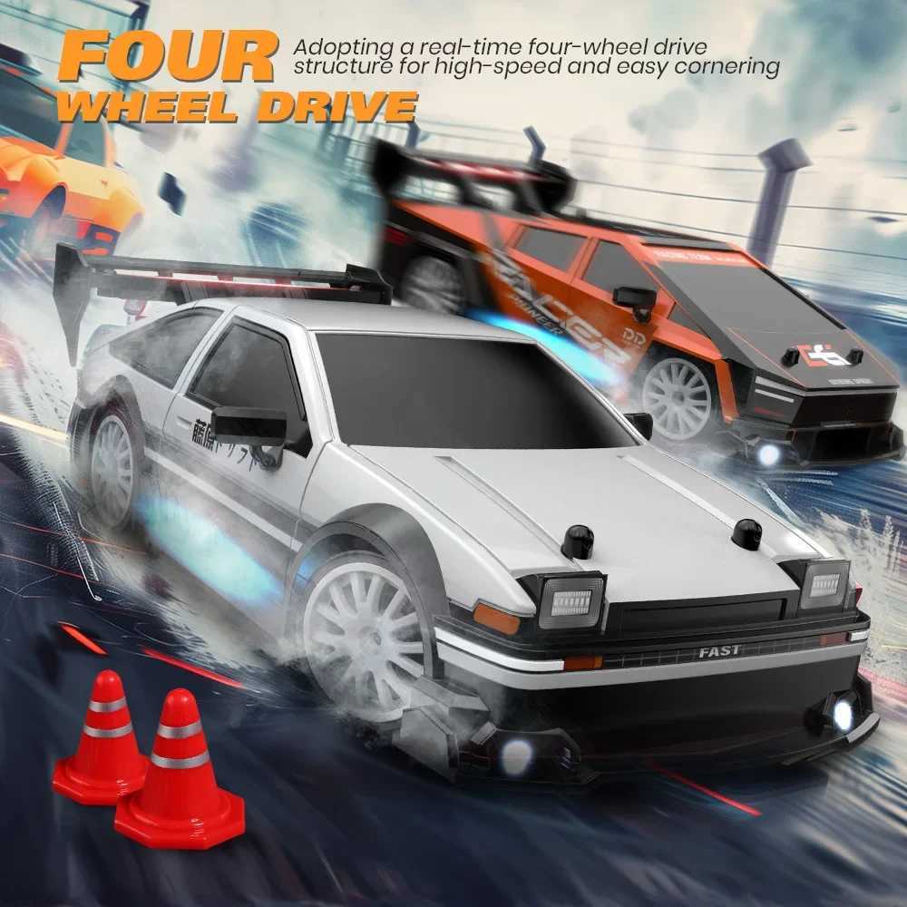 1/24 RC Drift High Speed Vehicle Mustang 4WD Remote Control Racing Car Toy Boys Competition Race Car Gift Replaceable Tire G251218