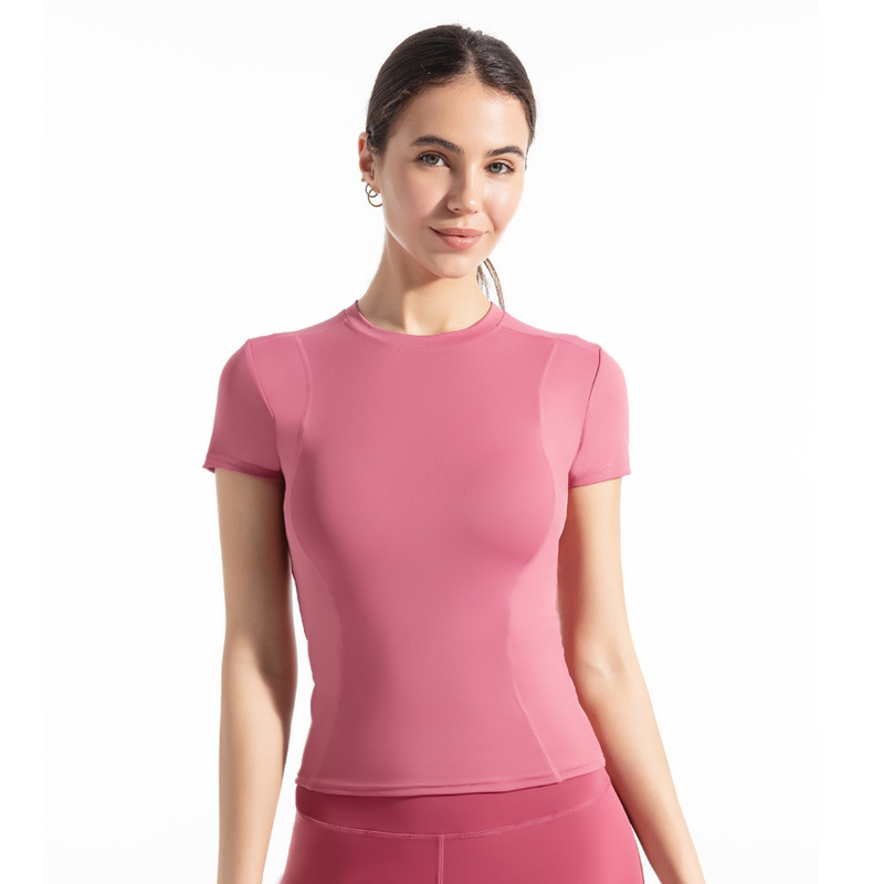Women's Slim-Fit Breathable Yoga Short-Sleeve T-Shirt - Lightweight, Sweat-Wicking, Quick-Drying Athletic Top for Running & Gym Workouts