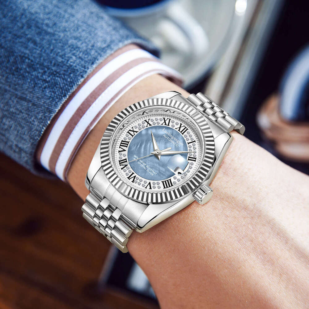 meteorite plate duke of lorraine 1988 mens fully automatic mechanical skeleton calendar stainless steel watch factory wholesale mechanical watch desig