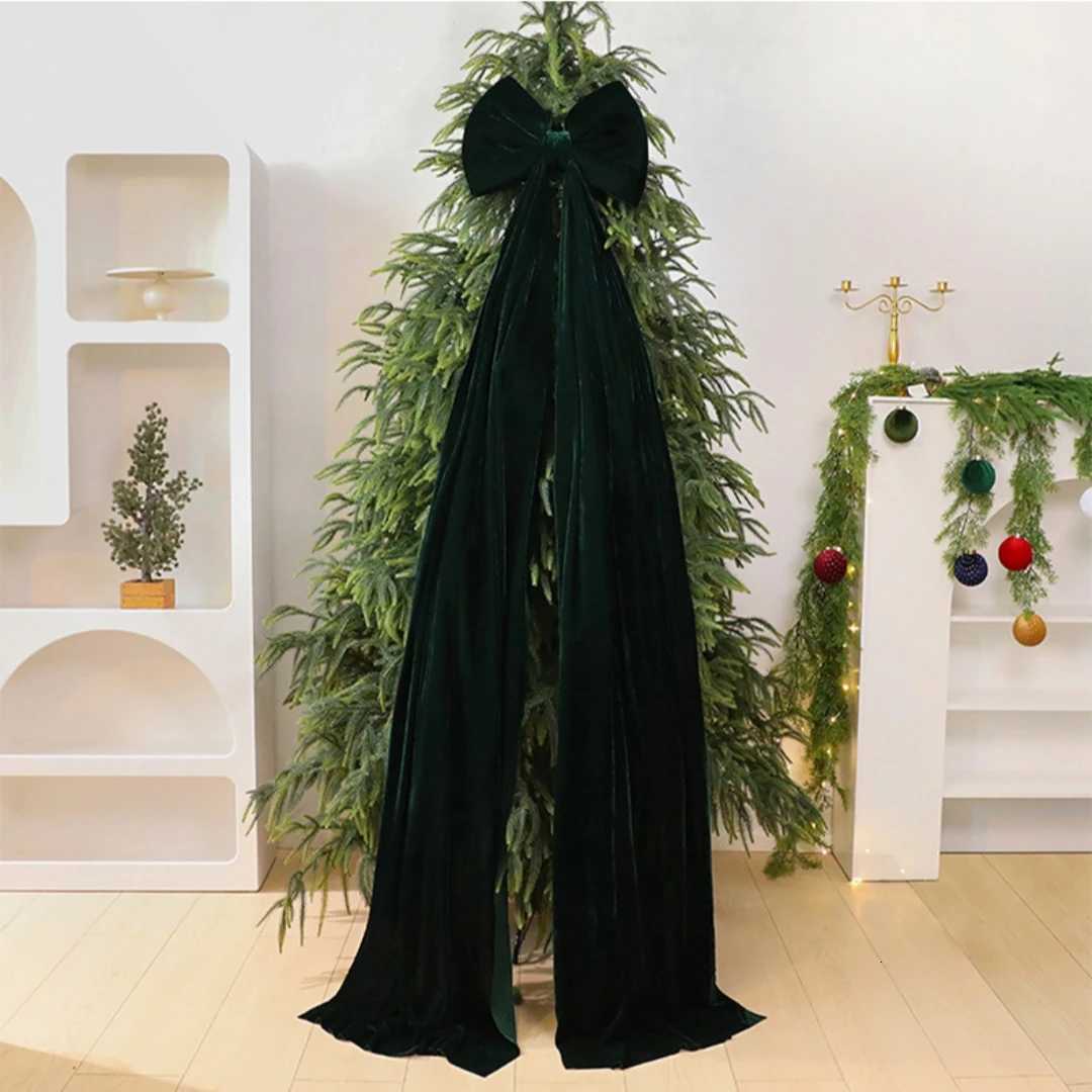 Extra-Large Christmas Bow Luxurious Wine Red Bow Christmas Tree Bow Flocked For Christmas Tree Doorway Decorations Holiday X251218 - view 6