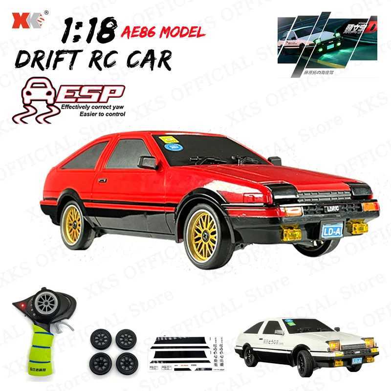 AE86 Model 1/18 RC Car 24G Remote Control 15Km/H AWD On Road LED Light ESP Gyroscope RC Drift Racing Toy Car Gift for Boy G251218