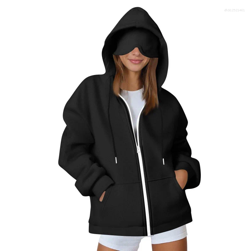 Women's Hoodies Hooded Coat With Eye Mask Loose Casual Sportswear Autumn Fashion Sweatshirt Cardigan Zipper Jacket Streetwear