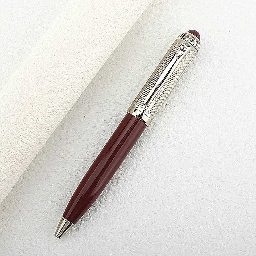 Metal Ballpoint Pen Stainless Steel Gel Pens 07mm Blue Ink Student School Stationery Supplies Silver Writing Pen Y251218