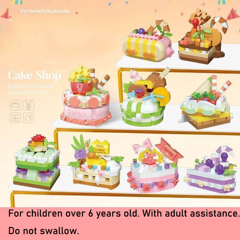cake Building Blocks 3d-brick kids toy colorful Cake-shaped toys a box 9 piece For users over 6 years old Adult assistance Children's building bl