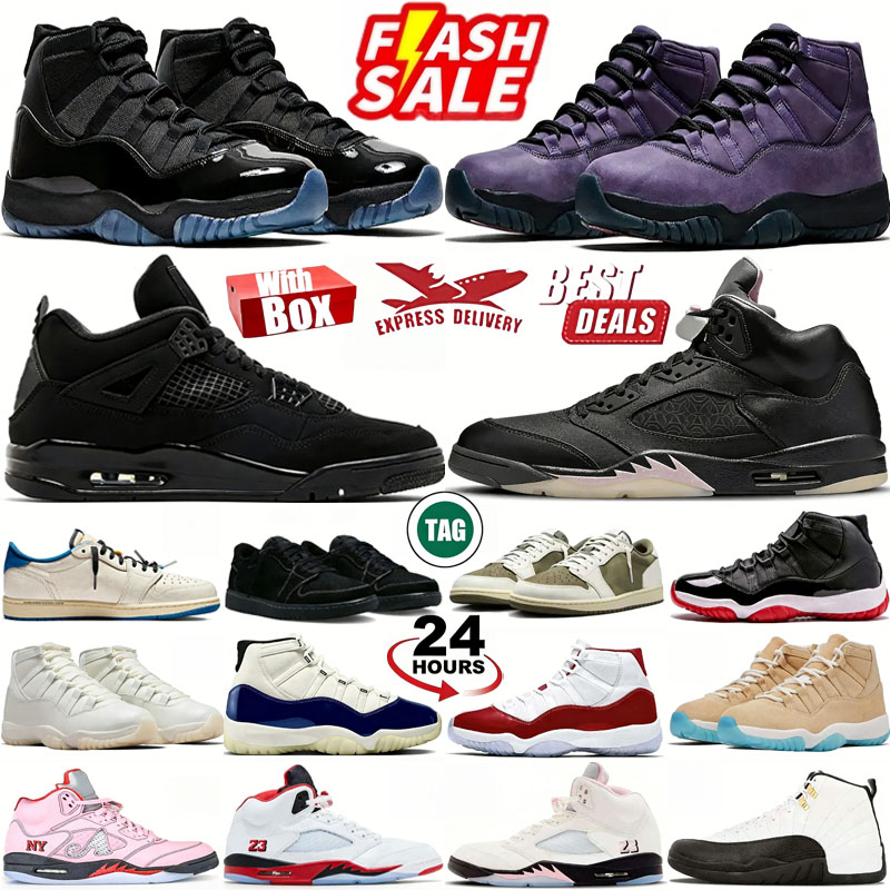 With Box 4s 5s 11s basketball shoes 4 Black Cat 11 Gamma Pearl H-Town Taxi Varsity Red Pearl Pink Canyon Purple Orchid Thunder men women sneakers trainers sports shoe