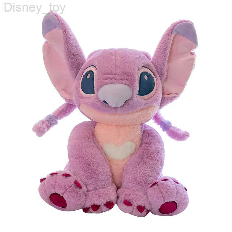 Disney 75cm Kawaii Stitch Angel Stuffed Plush Toy Doll Anime Cartoon Figure Soft Animals Pillow Room Decor Peluche Children Gift H251218