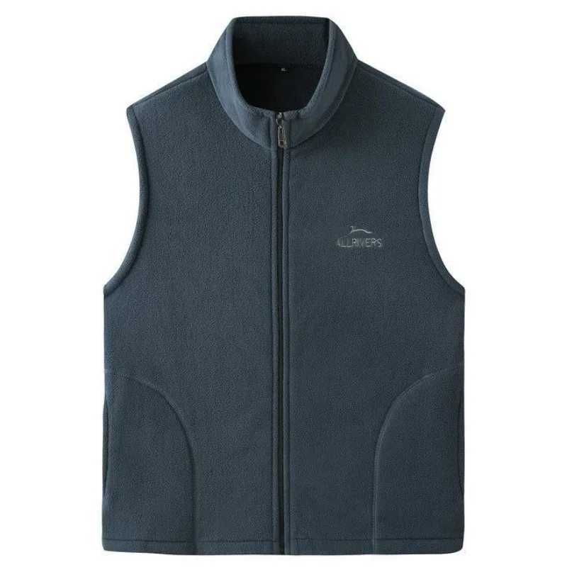 Mens Embroidery Vest Waistcoat Standing Collar Double-sided Fleece Warm Sleeveless Pocket Vest Outdoor Windproof Mens JacketG251218