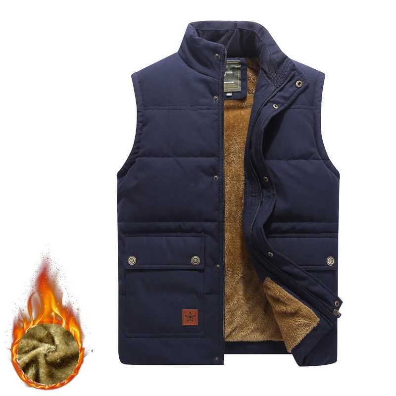 Plus Size 8XL Male Fleece Lined Waistcoat Thick Warm Cargo Vests Men Brand Clothing Winter Vest Jackets Fur Mens Sleeveless CoatG251218