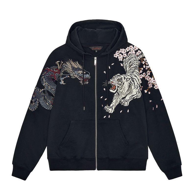 2023 Spring and Autumn Yokosuka Heavy Industry Embroidered Hooded Men's Sweatshirt Trendy Brand Dragon Suzaku White Tiger Embroidery Chinese Styl