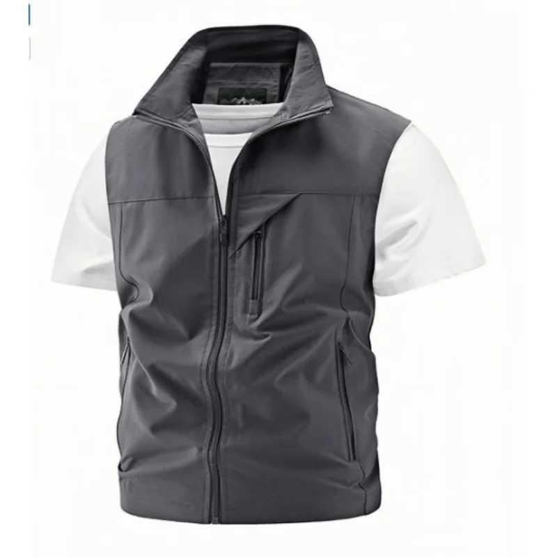 2025 New Fashion Mens Vest Windproof Solid Sleeveless Jacket Motorcycle Ourdoor Waterproof Biker Vest for Men ClothingG251218