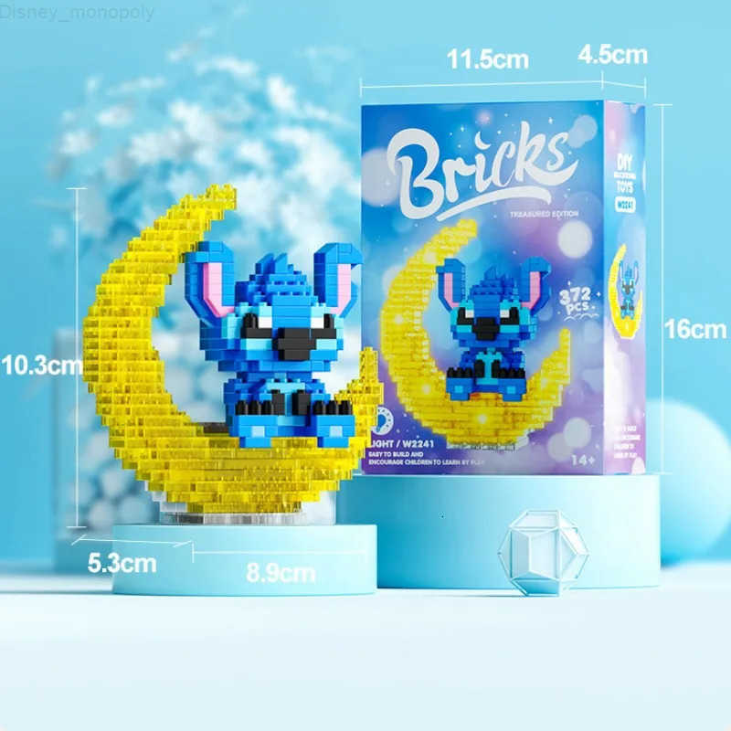 Disney Stitch Sparkling Cartoon Anime Hello Kitty Mini Building Block Toy Sanrio Construction Assembly Toy Gift for Children H251218