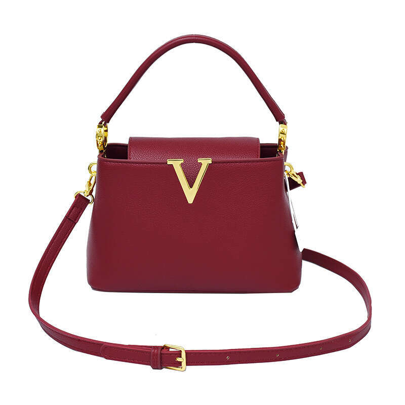 New Style Elegant Single Shoulder Lychee Pattern Fashion Simple Handheld Small Square Versatile Three-Dimensional Trendy Crossbody Bag