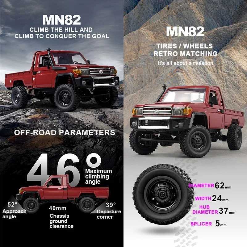 MN82 4WD RC Off-road Vehicle 1/12 LC79 Pickup Climbing Car with LED Lights Full Size Simulation RC Climbing Car Boy Toy Car G251218