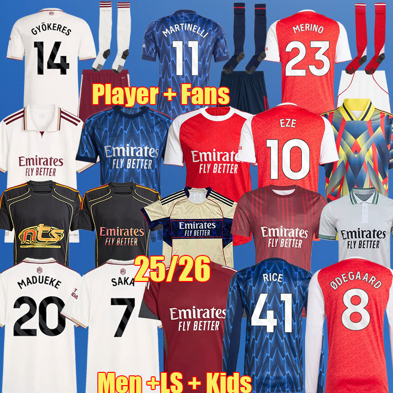 Aarsenal 25 26 EZE Player NKETIAH SALIBA Pre Match RICE soccer jerseys Gunners GABRIEL SAKA 2025 2026 ODEGAARD MARTINELLI ARS arsenallfootball shirt Men kit Kids