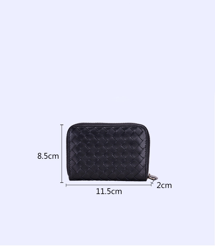 2025 Genuine leather women's coin purse and card holder integrated bag sheepskin hand-woven with zipper large-capacity card case