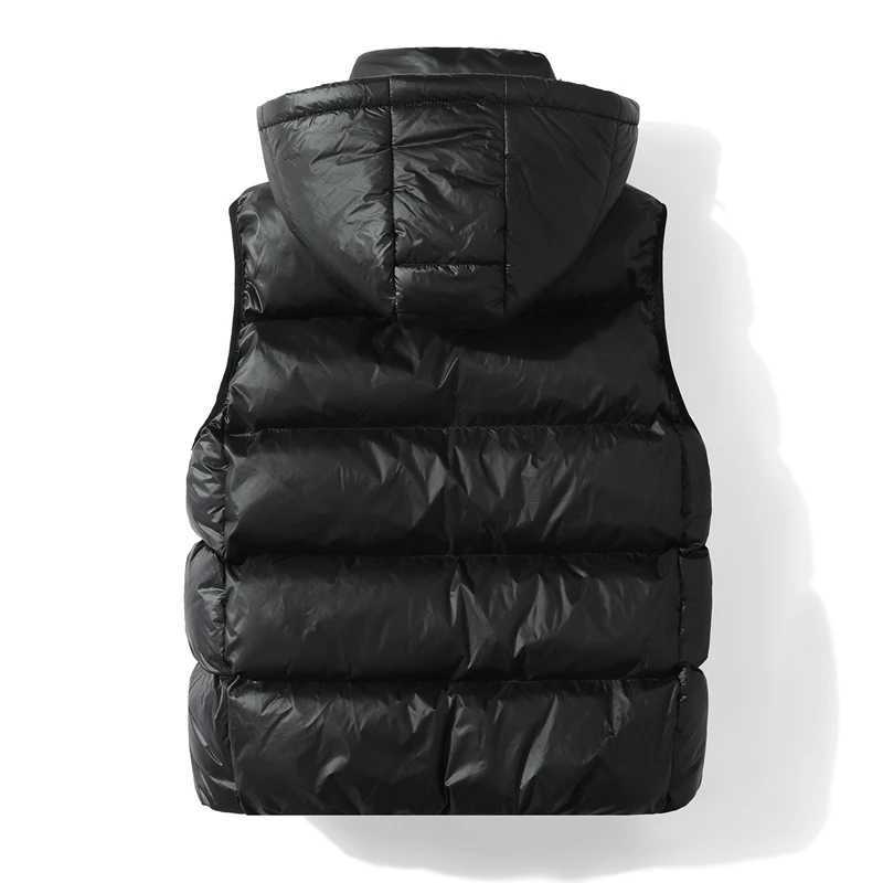 New Men Solid Sleeveless Vest Winter Warm Thicken Waterproof Coat Jacket Male Casual Windproof Overcoat Detachable Hat WaistcoatG251218