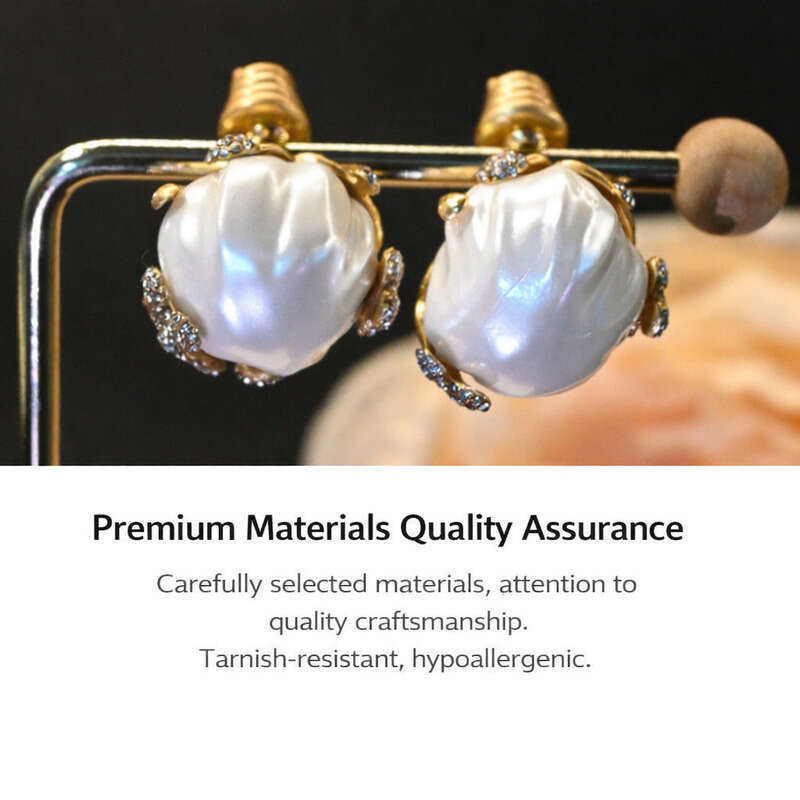 2026 Vintage Baroque Pearl Bud Earrings Ring Set: 18K Gold-Plated Brass + Crystal, High-Quality Budget-Friendly Daily Wear & Ideal Valentine's Gi