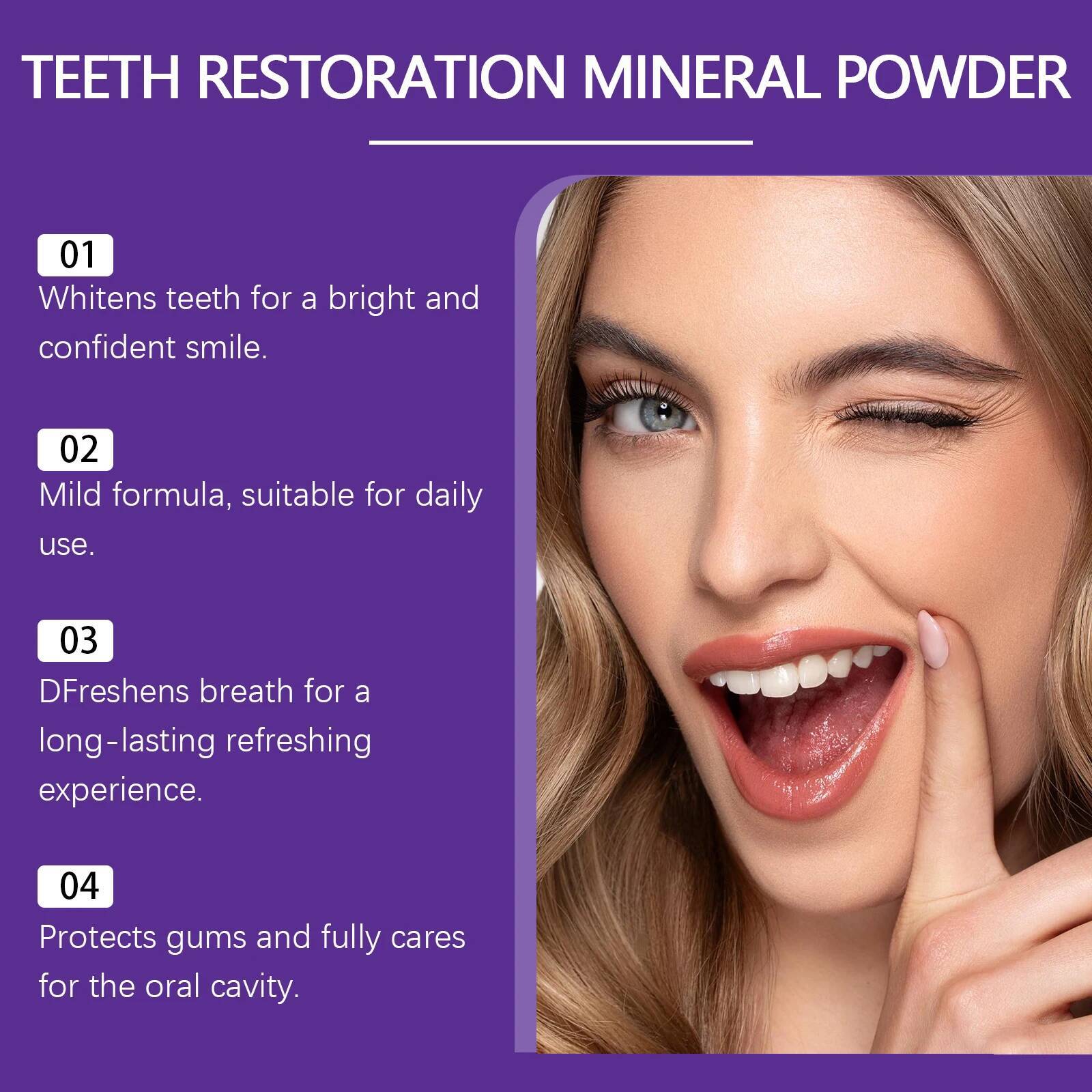 Bestseller Purple Whitening Powder Toothpaste Brighten Yellow Teeth Remove Tooth Stain Fresh Breath Dental Cleaning Oral Care Product ddmyHappy