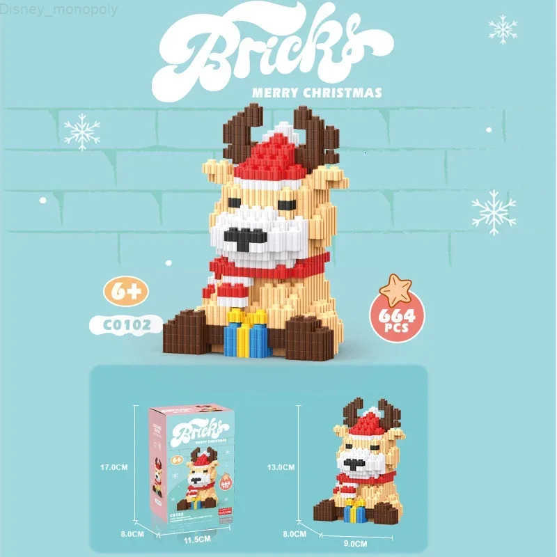 Disney Christmas Tree Snowman Mini Building Blocks Cute Santa Claus Assembled Cartoon Deer Model Figure Micro Brick Toys For Kids Gifts H251218