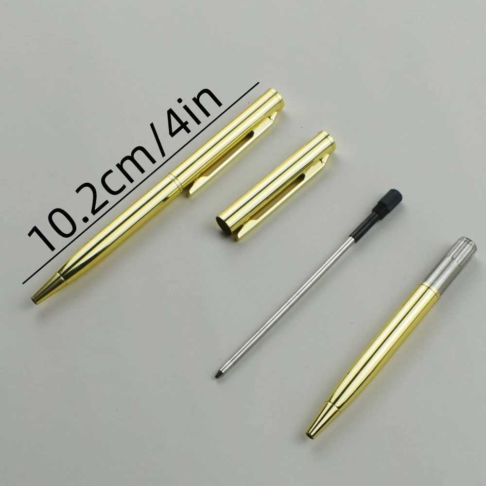 Golden Metal Ballpoint Pen 07mm Black Ink Refill Rotating Style Signature Ballpen Off Stationery School Supplies Y251218