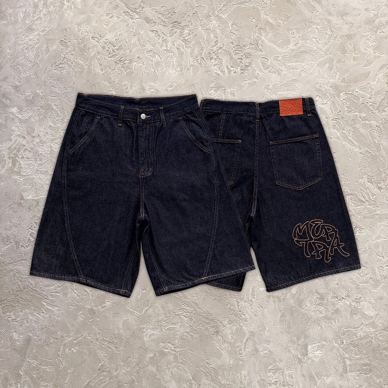 Men's Shorts Streetwear Couple Vintage Rhinestone Sequined Denim Cowboy Hip Hop Loose Sport Casual Mertra Embroidered Streetwear Hip-hop Youth Fo