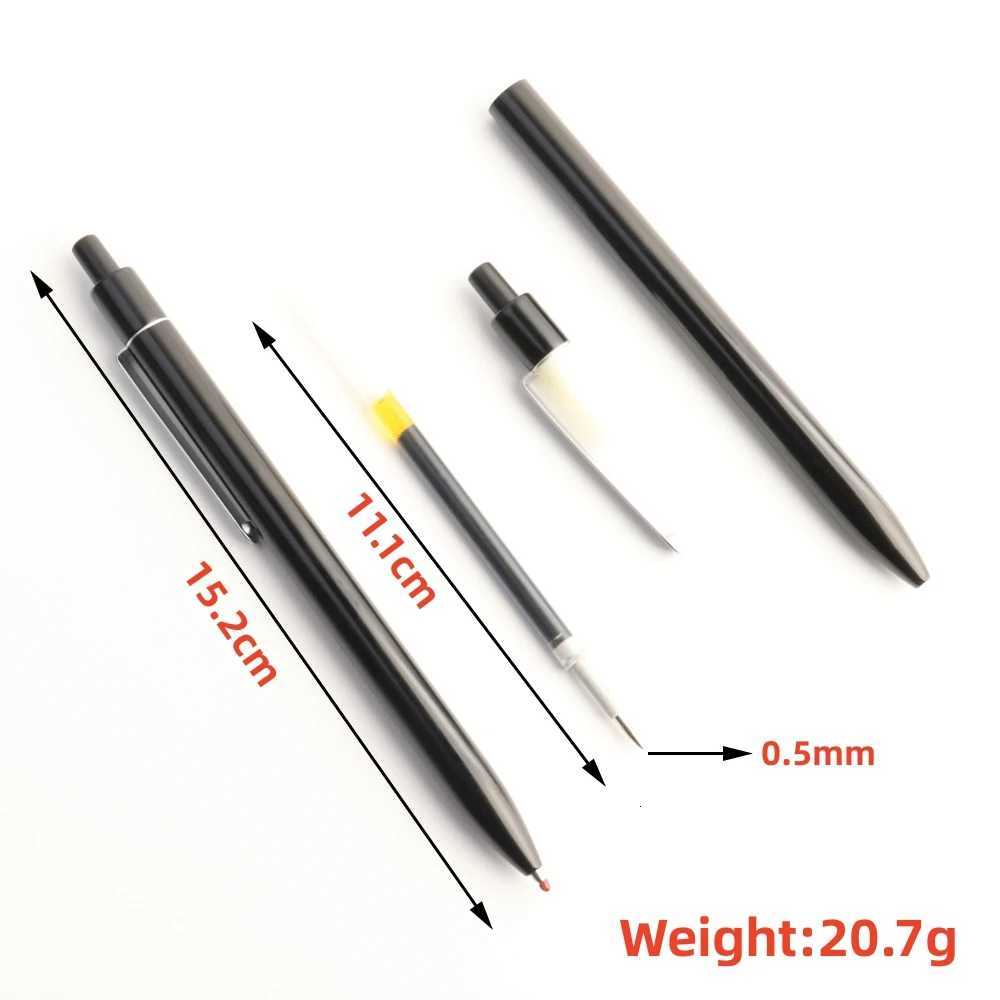 Stainless Steel Metal Retractable Gel Pens 05mm Fine Point Black ink Ballpoint Signature Pen with Replaceable Blue Refills Y251218