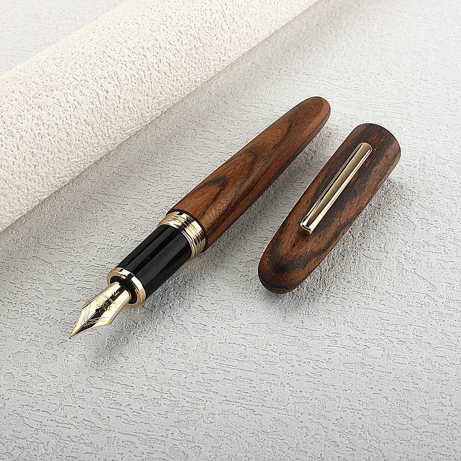 New Jinhao 9056 Log Fountain Pen Cap Premium Wood Calligraphy Pen EF F Nib for Writing Pract Gifts Off Supplies Y251218