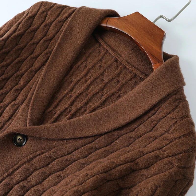 Highquality Vneck mens cardigan stretchable warm solid color sweater versatile knitwear for daily wear 251211 - view 4