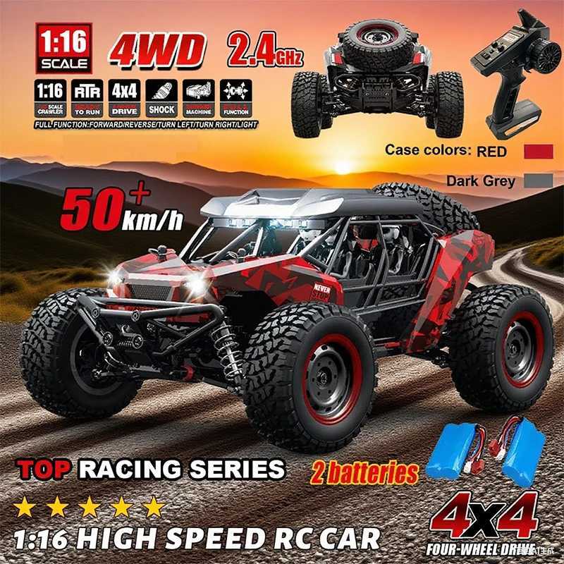 SCY 16106/Pro 4WD Remote Control Car With LED Off Road 4x4 RC 50KM/H High Speed Buggy Truck Super Desert Racing Toy Kids Adults G251218