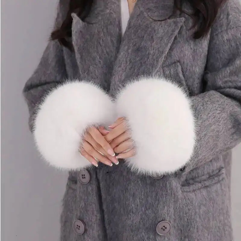 Women Winter Faux Fur Cuffs Natural Fox Fur Cuffs Wrist For Coat Elastic Arm Furry Sleeves Wristband Sleeve Glove 251217