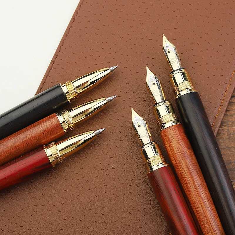 Retro Sandalwood Pen 05mm Writing Pen Off Signature Pen Student Writing and Painting School Stationery Supplies Y251218